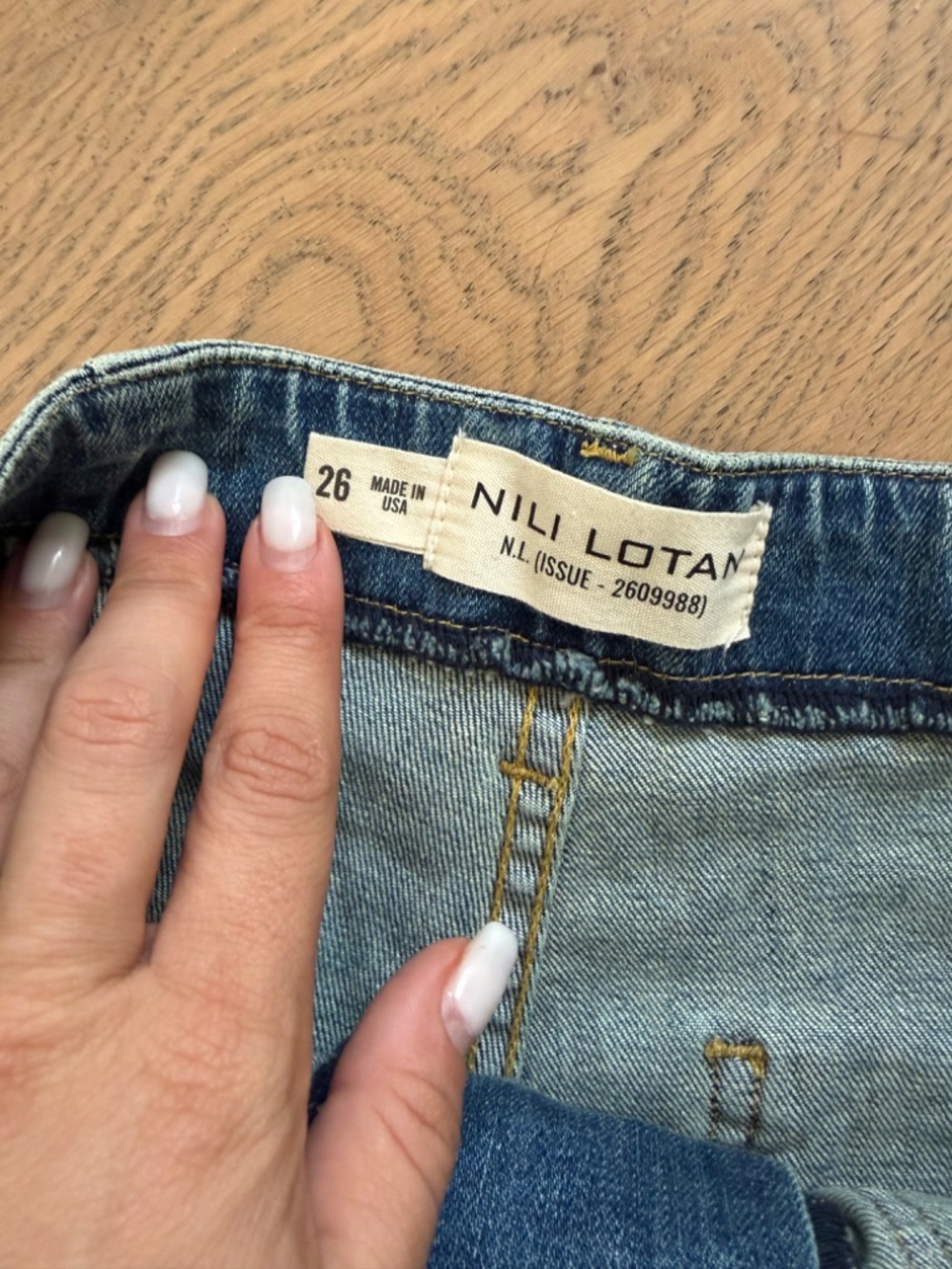 Nili Lotan Romane Lace-Up Denim Shorts Light Wash Size 26 View 6